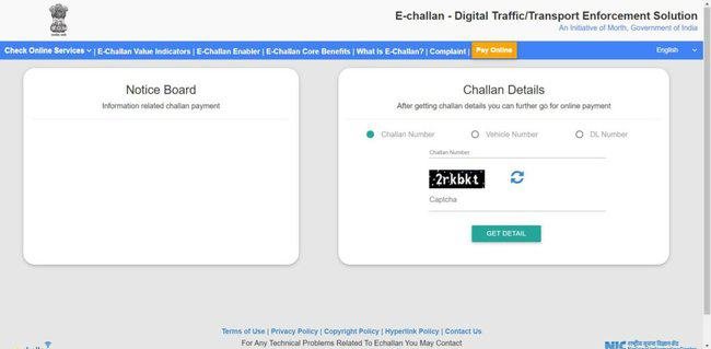 Application Procedure for E Challan Parivahan 