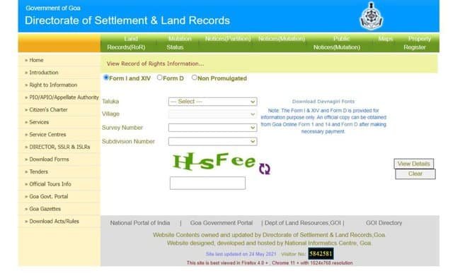 View Land Record of Rights 