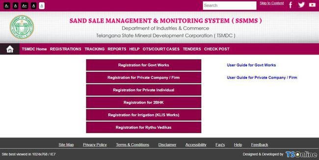 SSMMS Sand Booking