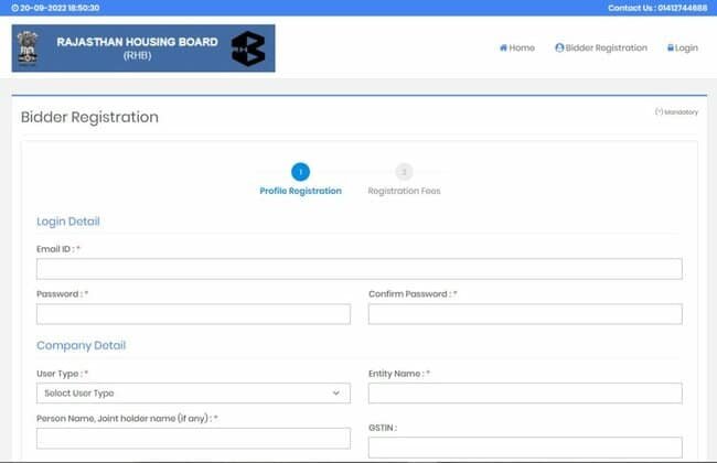 Procedure for Bidder Registration