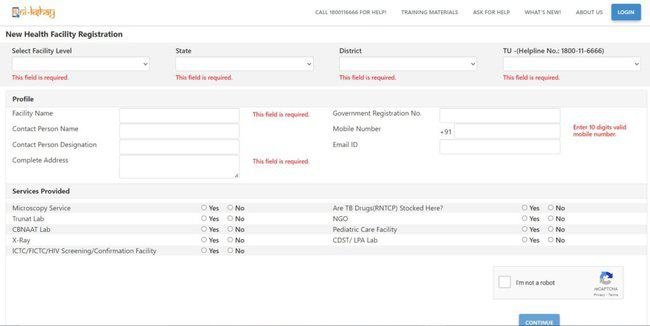 Nikshay Poshan Yojana Registration Form