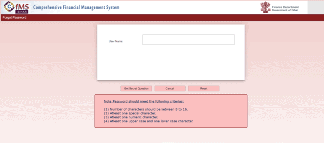 Reset Password on CFMS portal