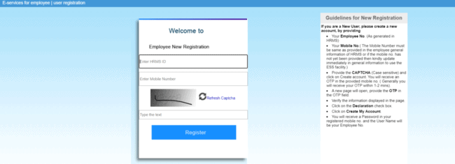 Pay Slip Online Registration and Sign Up Detail