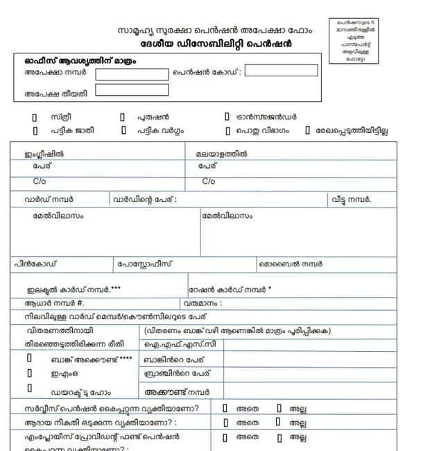 Disability Pension Form