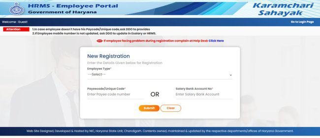 Online Registration Intra Haryana