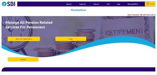 SBI Pension Seva Portal Official Website