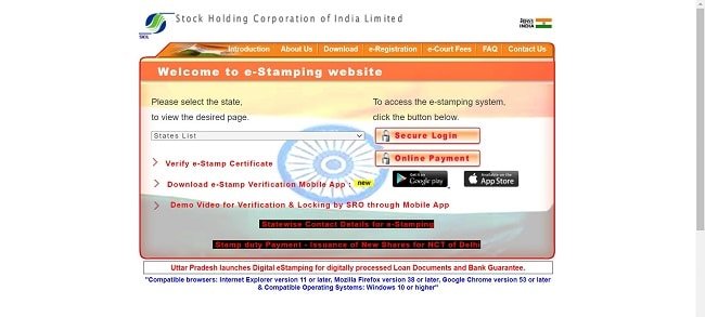 Online Payment Of Stamp Duty