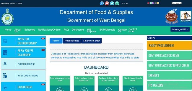 West Bengal Ration Card Portal