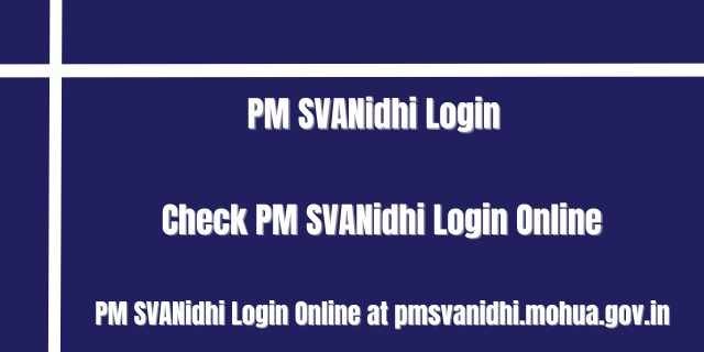 PM SVANidhi Login 