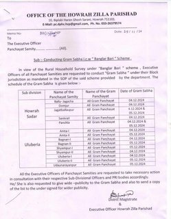 Notification for Banglar Bari Scheme of Howrah District